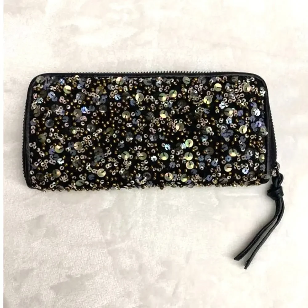 All Saints Sequin and Leather wallet Women’s Brown